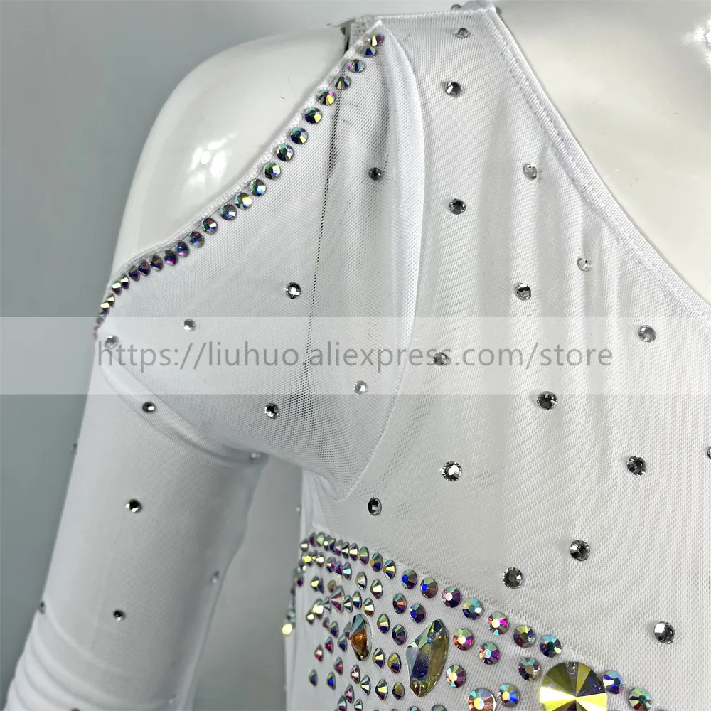 LIUHUO femmes Aldult fille personnaliser Costume Performance compétition justaucorps patinage artistique sur glace robe rouleau blanc Ballet moderne
