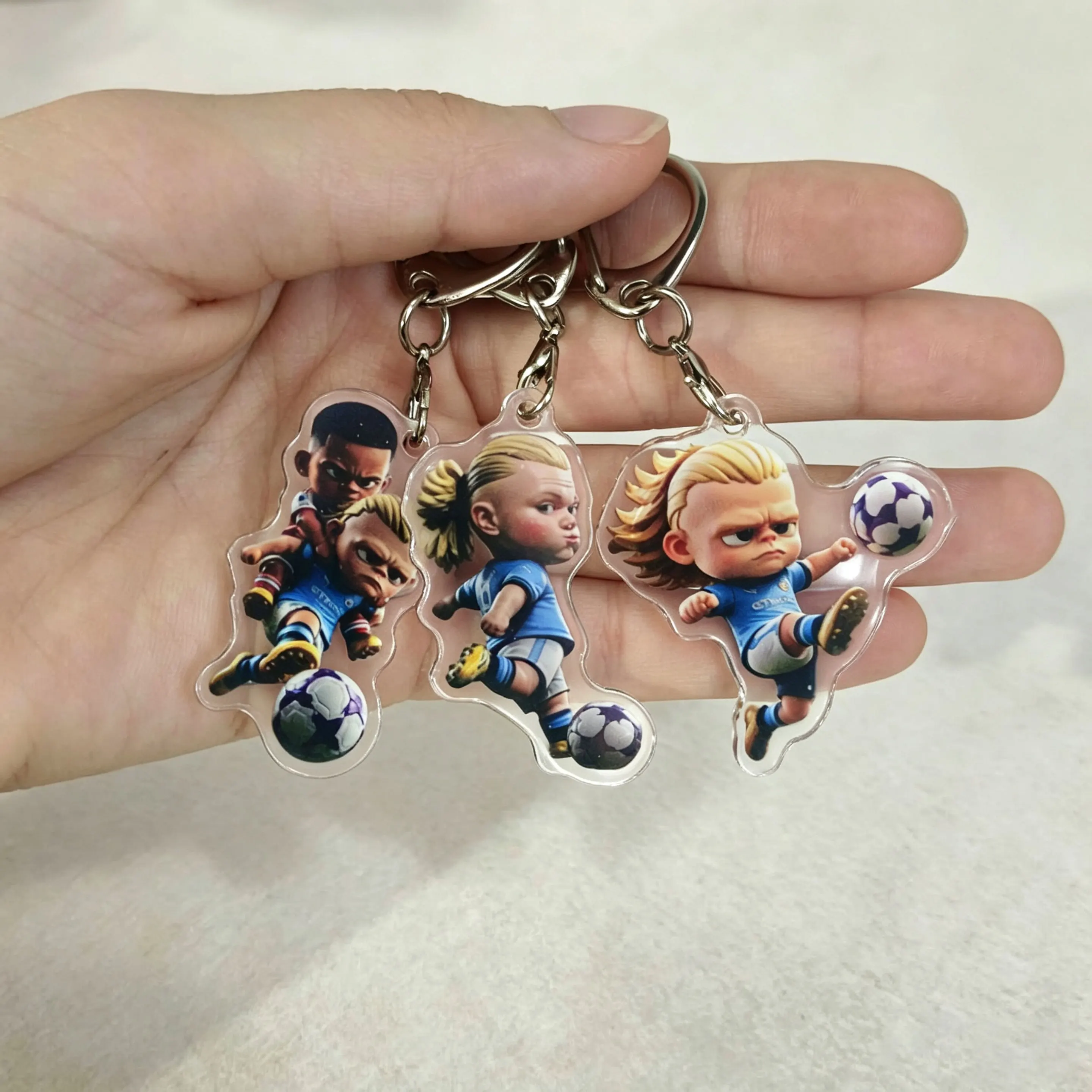 Manchester City Acrylic Keychain with Haaland Abstract Emoji, Backpack Charm, Creative Gift, Football Merchandise