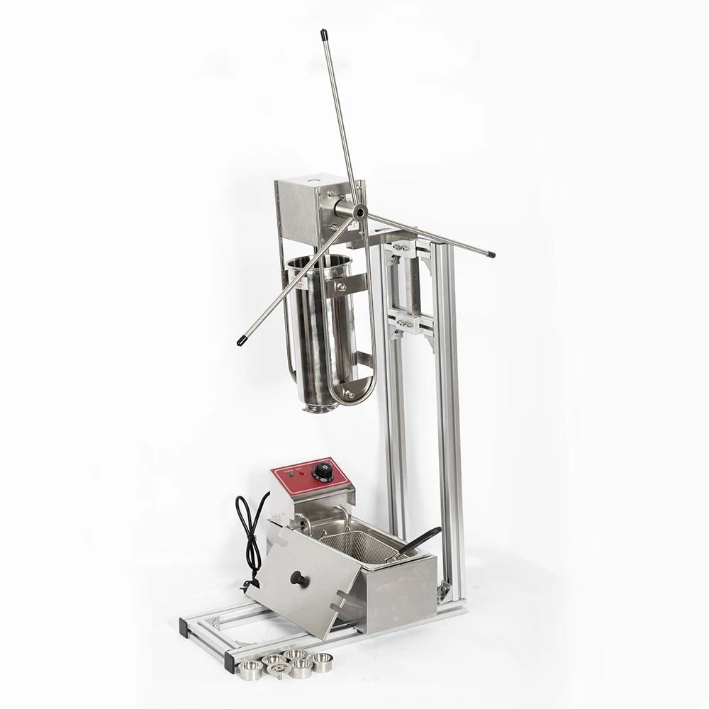 3L Capacity Commerical churros maker machine with 6L Gas Deep Fryer and three size churros models