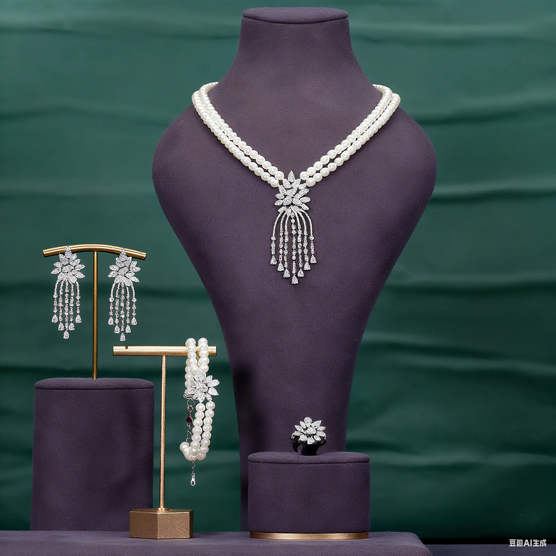 

Изысканный комплект украшений с двухслойным ожерельем из искусственного жемчуга с подвеской, ожерельем с кисточками и браслетом, рубиновый комплект из 4 предметов для женщин