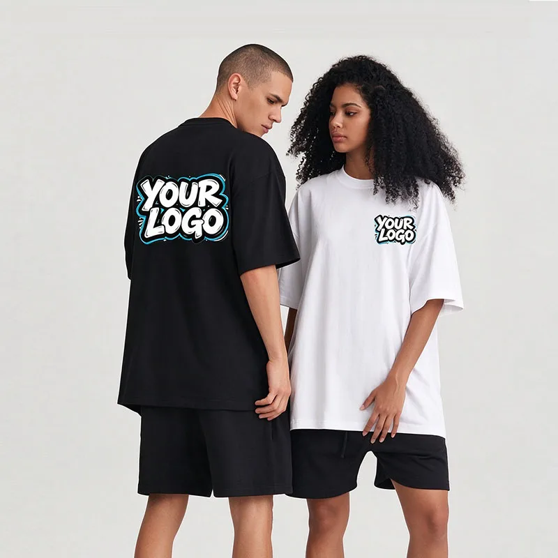Custom Print Logo Summer 100% Cotton Unisex Short Sleeve T-shirt, Crew Neck Loose Fit Tee, Plain Basic Top for Street Daily Wear