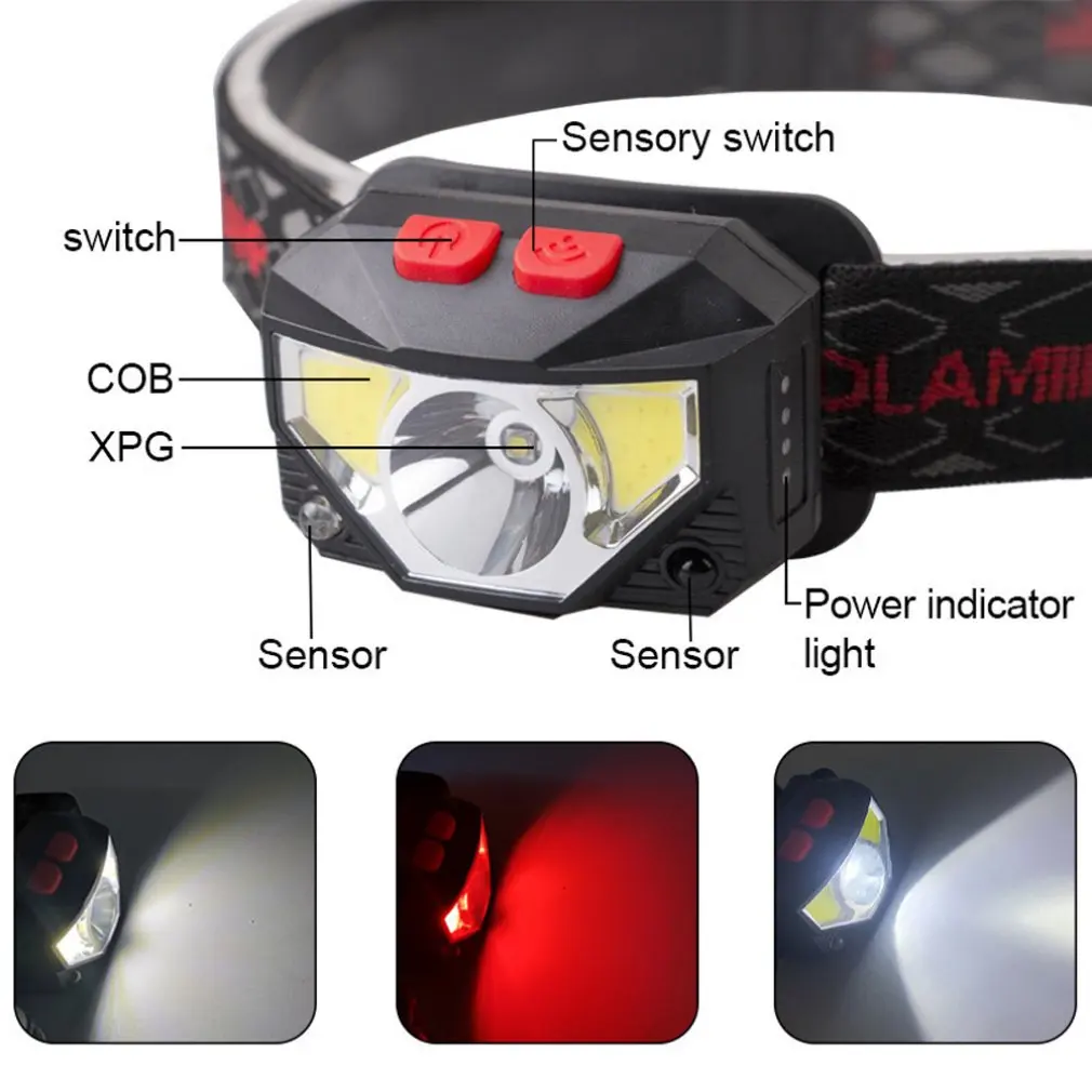 LED Headlight Rechargeable High Power Mini Head Light USB Charging Sensor Headlight Front Light For Working Fishing Miner Lamp