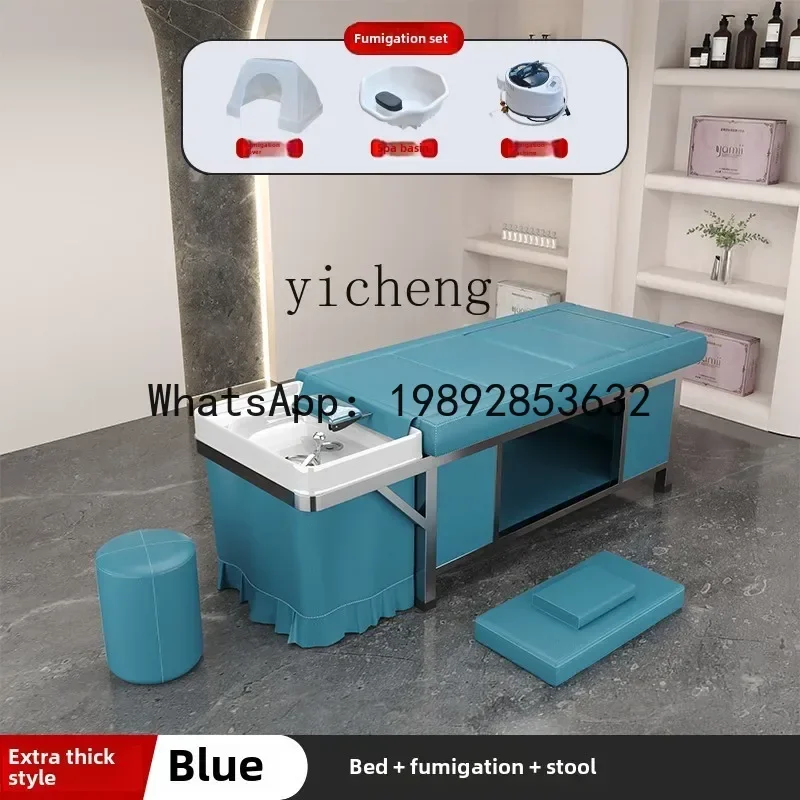 T3  shampoo bed does not need to be connected to the sewer pipe, it has its own water storage tank and water heater.