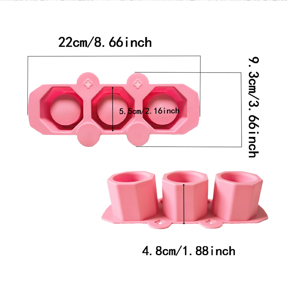 1 قطعة 3-تجويف زهور سداسية دائرية قالب من السيليكون ، حامل شموع حرفي ذاتي الصنع قالب نباتي صغير