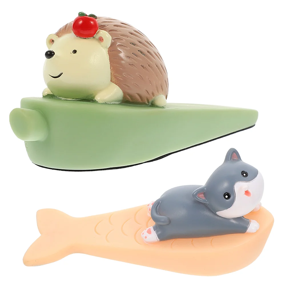 

2 Pcs Cartoon Door Stopper Stops Decor Tools Holder Keep Open Stoppers for Bottom of Weighted The Cat