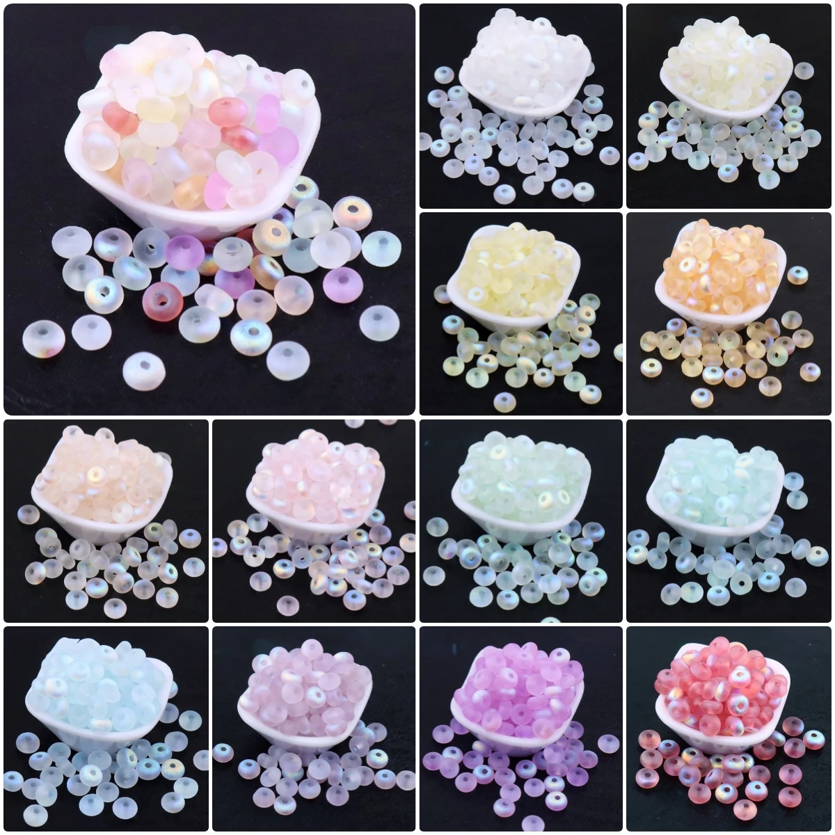 

2X4mm Frosted Symphony AB Abacus Glass Rice Beads Handmade DIY Woven Beaded Loose Bead Material
