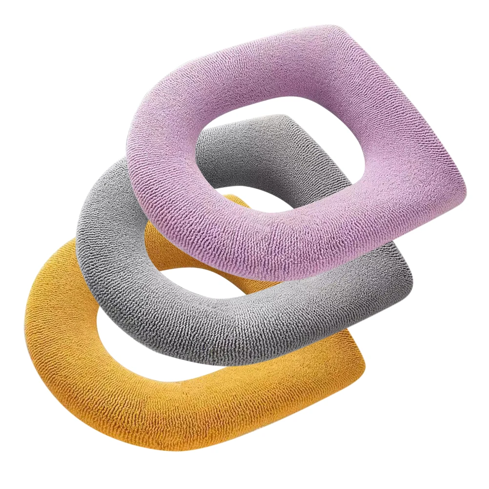

3 Pcs All Seasons Toilet Seat Travel Mat Replacement Polyester Cushion Washable