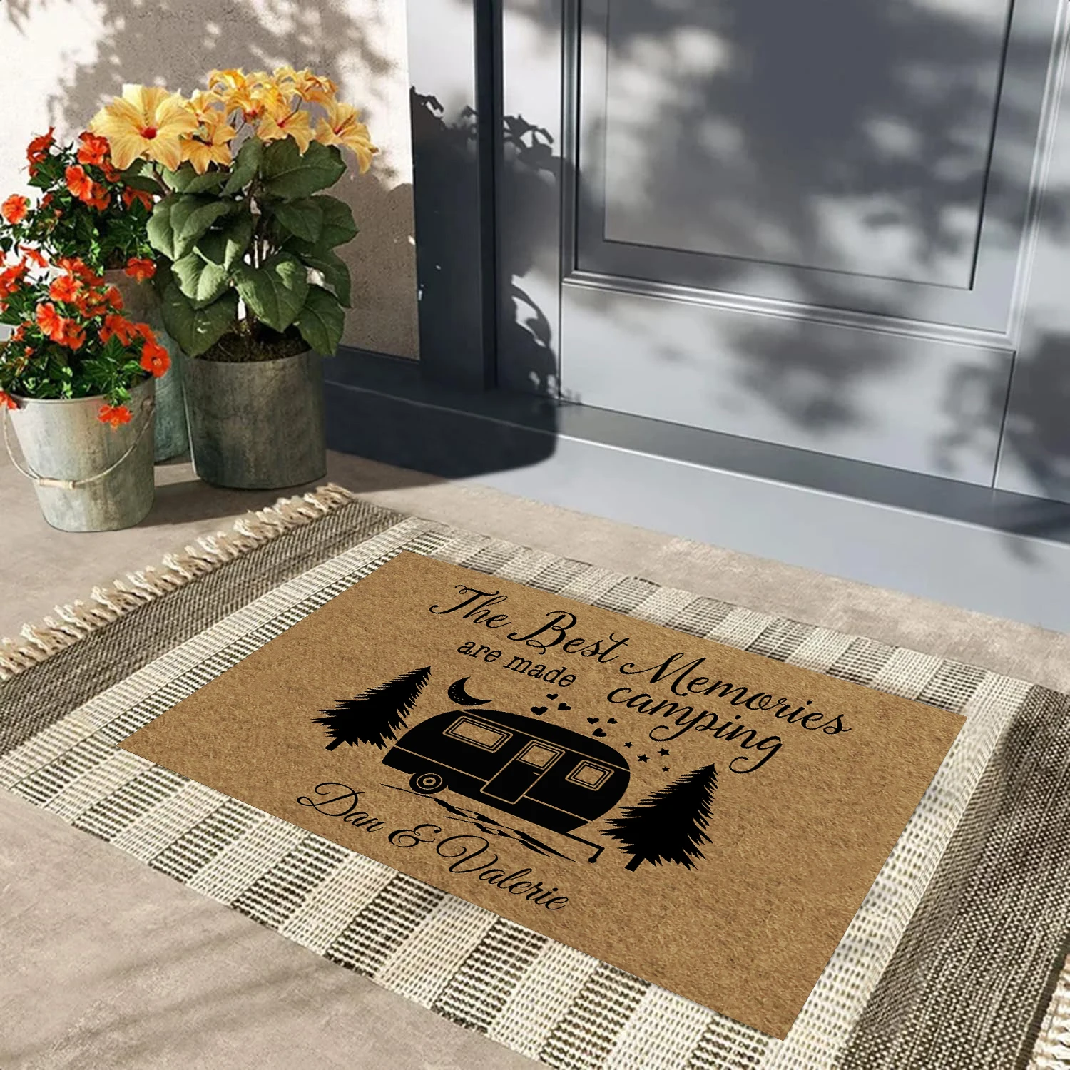 Personalized [Family Name] Door Mat Camper Funny Entrance Outdoor,Non-Slip Rubber Floor Cover Mat Kitchen,Custom Doormat Camping