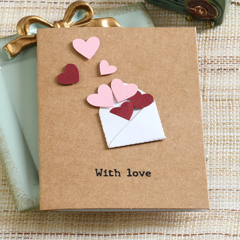 Retro Mini Papel Kraft Etiqueta 3D, Cartão De Aniversário, Cartão De Bênção, Amante Obrigado Cartão, 10Pcs por Saco
