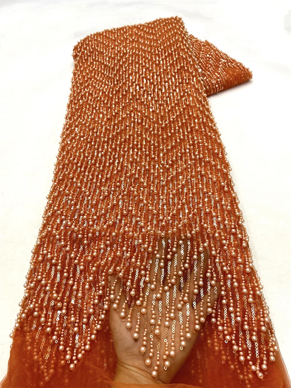 High Quality African French Beaded Lace Fabric 2025 Sewing Sequins Embroidery Nigeria Lace Fabric for Party Dresses