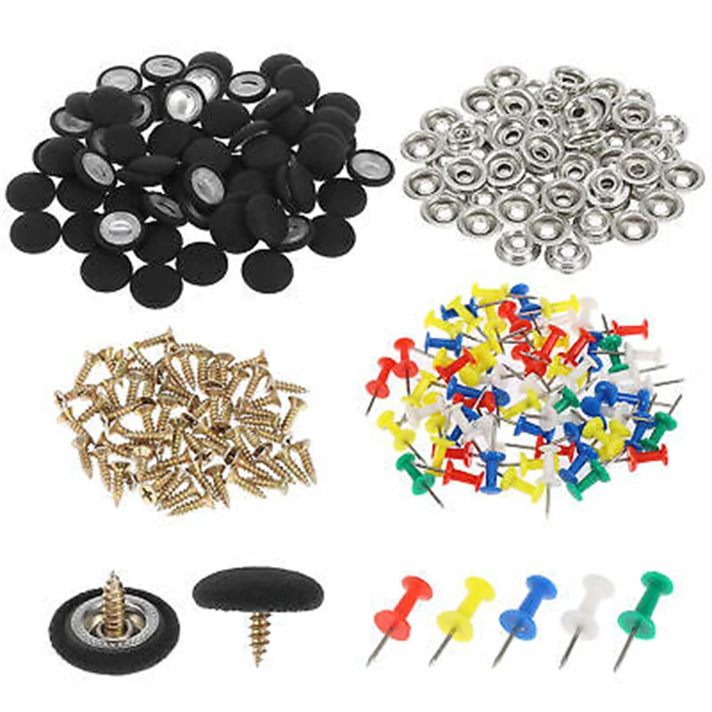 Car Roof Buckle Rivet Cap 1 Set 1*Screwdriver Replacement 1*Tape Measure Black for headliner Nylon Fabric Push Pins