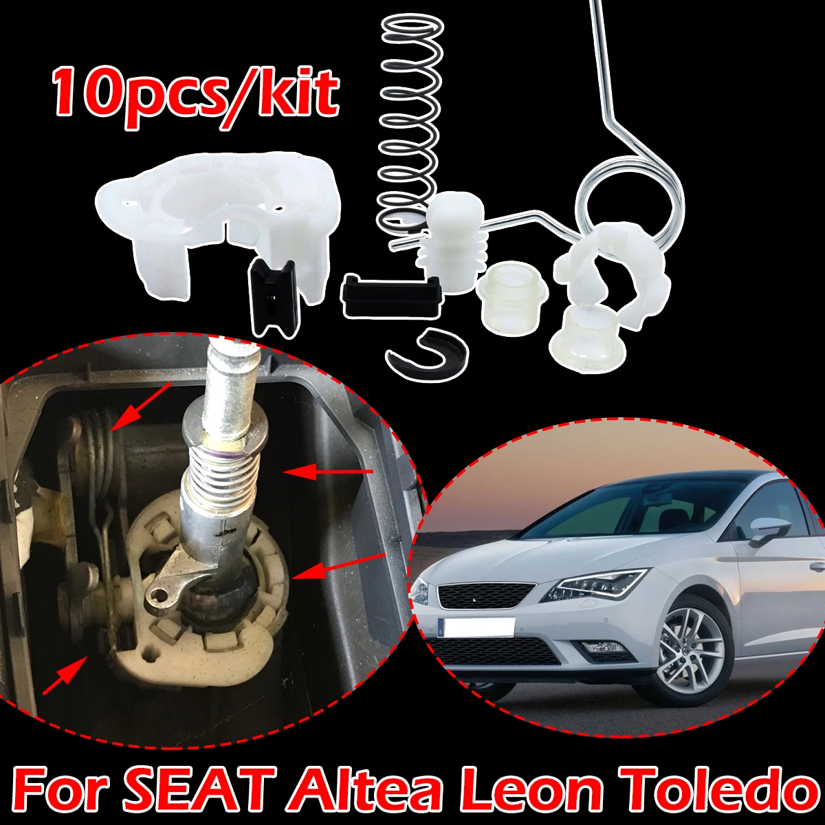 

10pcs/kit Gear Shifter Selector Lever Shaft Bearing Shell Spring Bushing Issue Fix Linkage End For SEAT Altea Leon Toledo 04-09