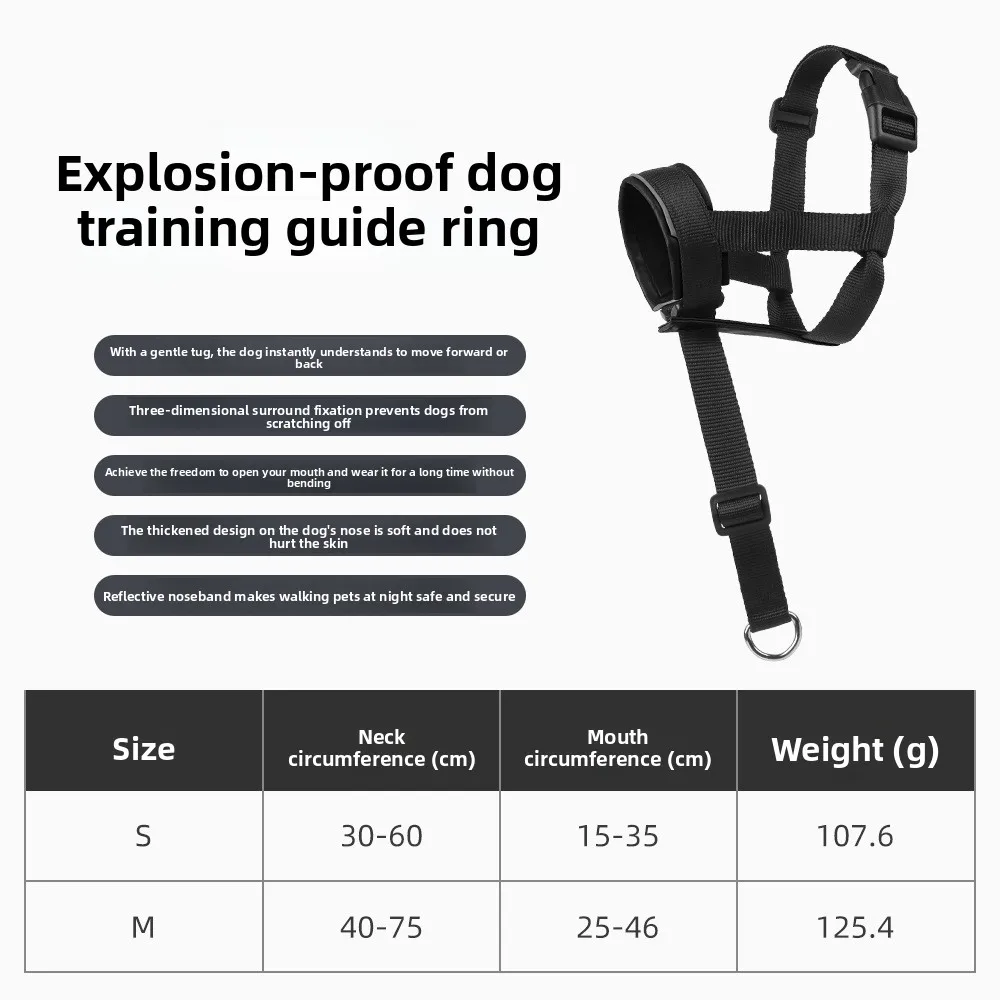New Style Dog Muzzle, Leash-attachable, Bite & Bark Prevention, Adjustable Leather Muzzle for Medium and Large Dogs view 5