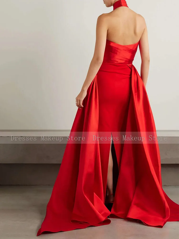 Black Evening Dress Halter Backless Sleeveless Column Simple Evening Gowns for Women 2024 Back Split Criss-Cross Formal Dresses image 5