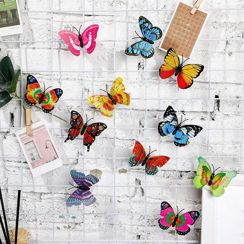 5/10 pièces 3D LED papillon décoration veilleuse autocollant unique applique murale pour enfants chambre jardin arrière-cour pelouse fête Festive