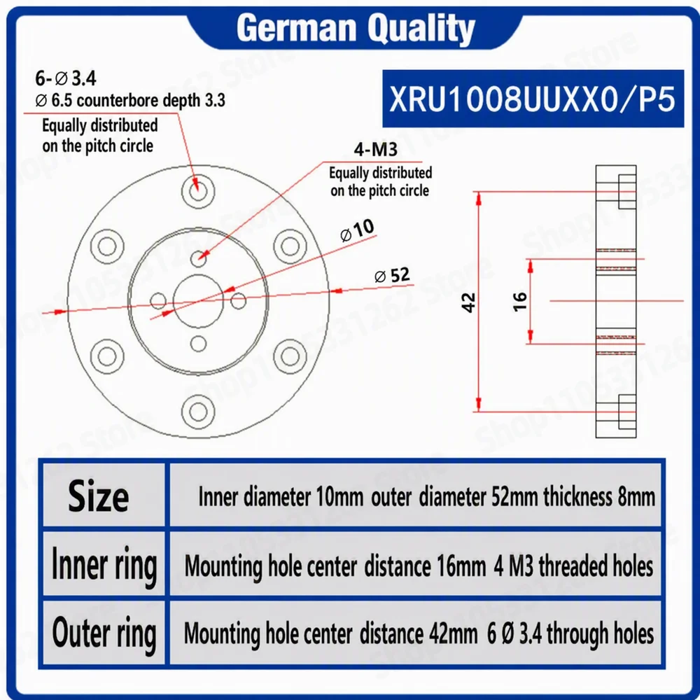 XRU1008UUCCO/P5 Crossed Roller Bearing XRU1008 Slewing Bearing Support 2012 Turntable/3515/5515/8022/UUCC0P5