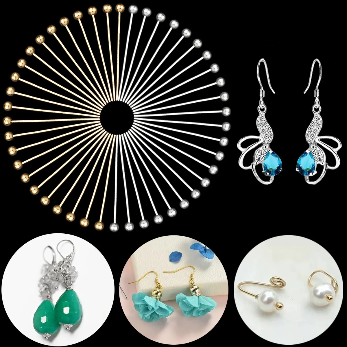 

900Pcs/Lot Alloy-Metallic iron Headpin Diy Jewelry Accessories Earrings Beading Eye Pins Flat Head Pins For Jewelry Making