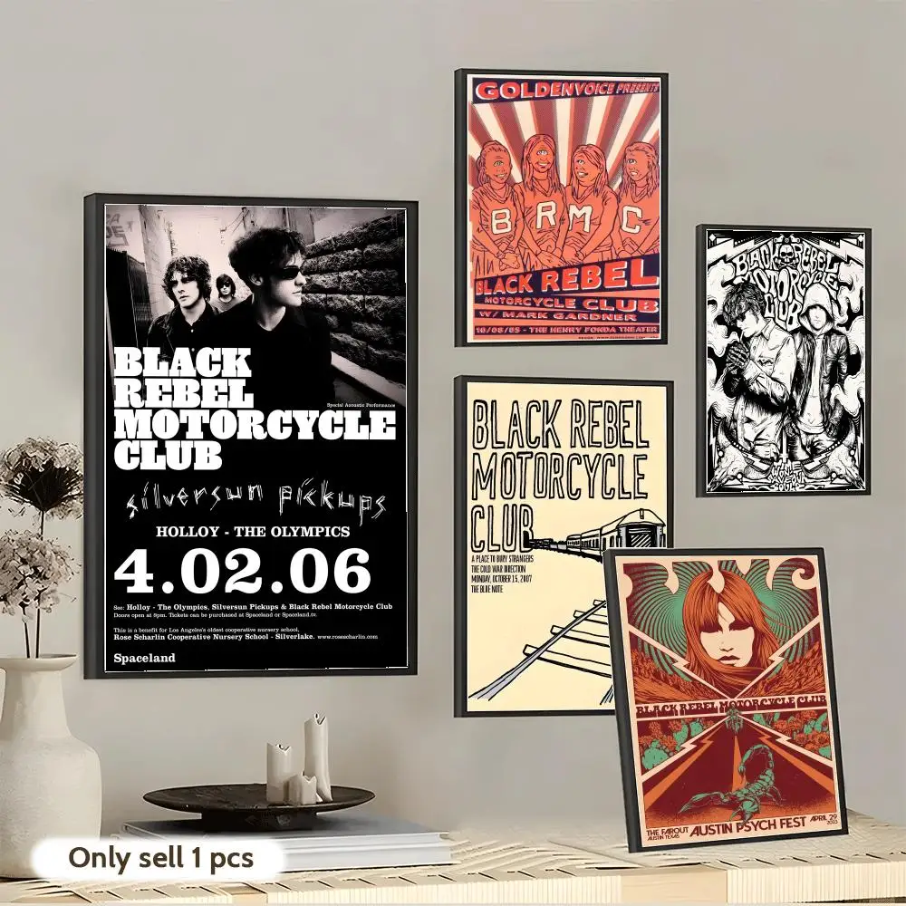 B-Black R-Rebel Motorcycle Club Painting Calligraphy Cotton Canvas Wall Art Poster Aesthetic for Living Room Bedroom Home Decor