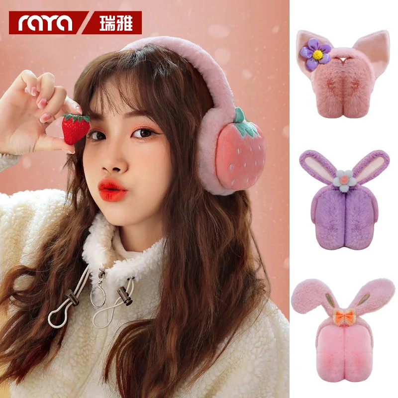 Earmuffs de frutas ajustáveis para homens e mulheres e crianças, protetores de orelha dobráveis, desenhos animados, atacado, inverno