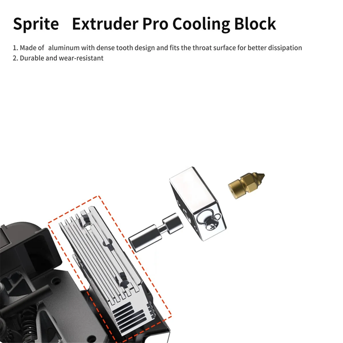 5Pcs Cooling Block for Sprite Extruder 3D Printer Accessories for Ender3 S1 Plus Pro/CR10 Smart Pro/-3 V3 SE Etc