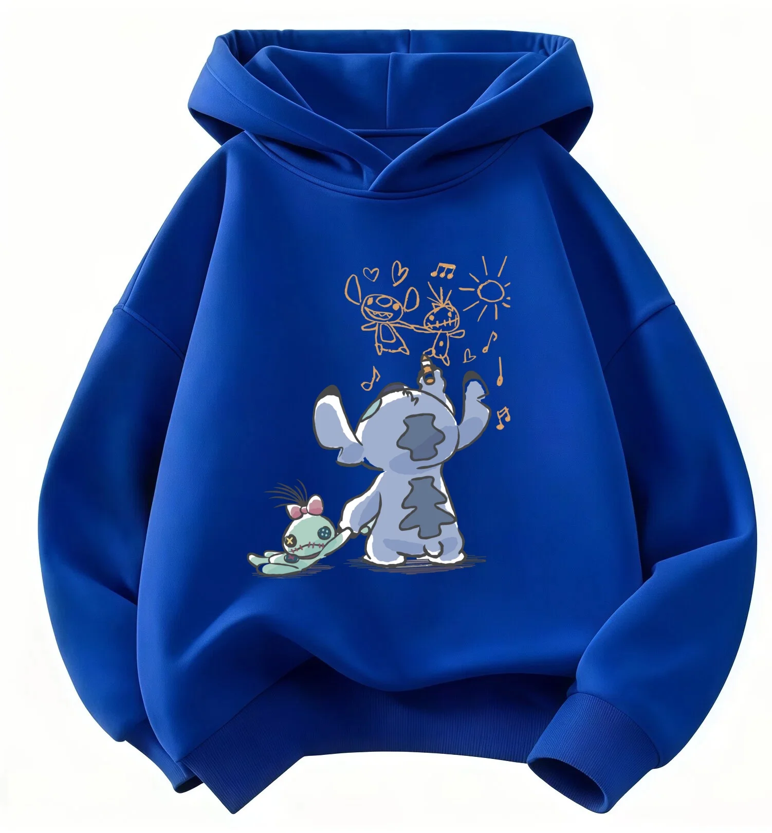 

Luxury Disney Stitch Kids Hoodie Ribbed Hem Hooded Sweatshirt Thick Cotton for Boys Girls 2-12Y Winter Warm Casual Clothing