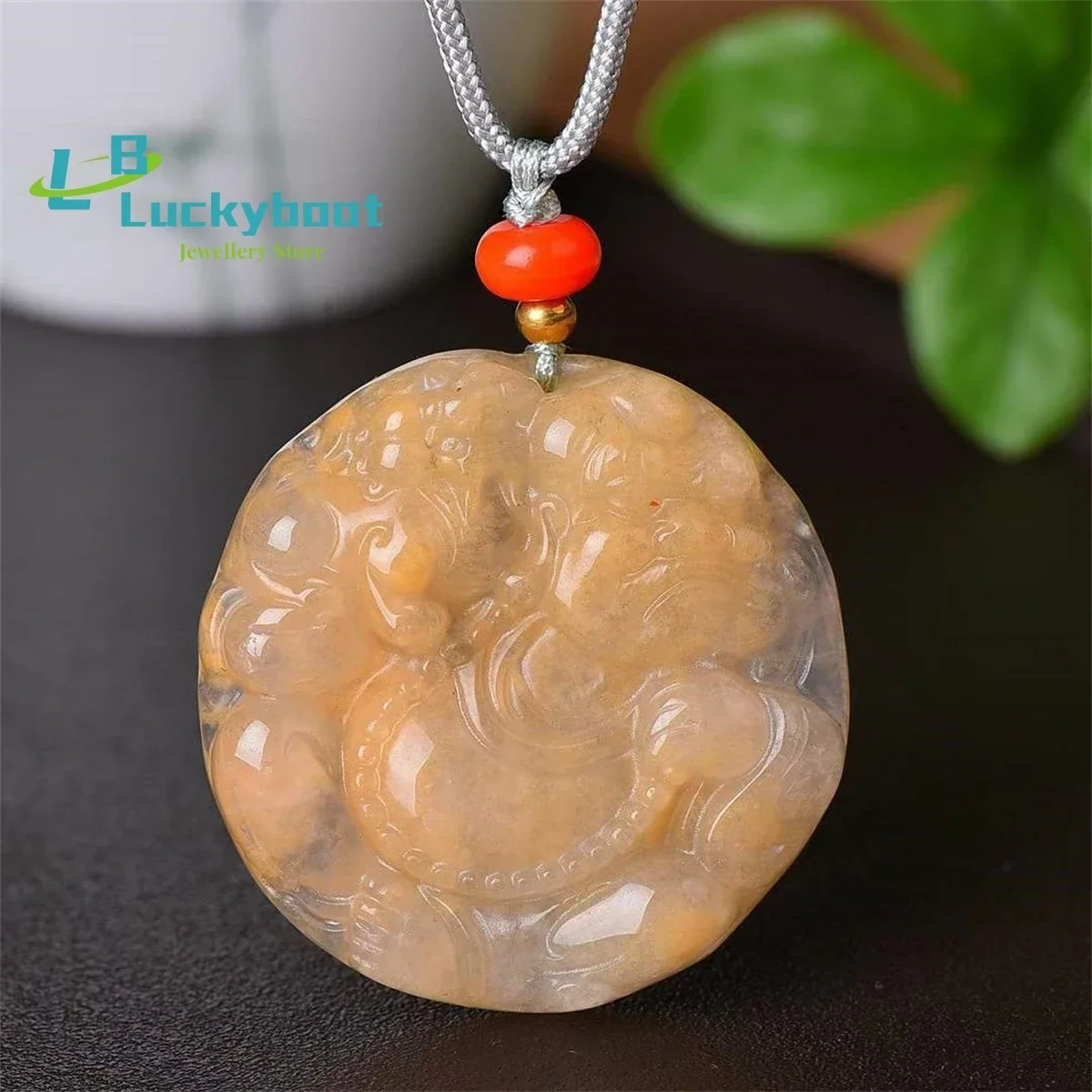 Natural Gold Silk Jade Auspicious Arhat Pendant Simple and Generous Personality Fashion Versatile Men and Women