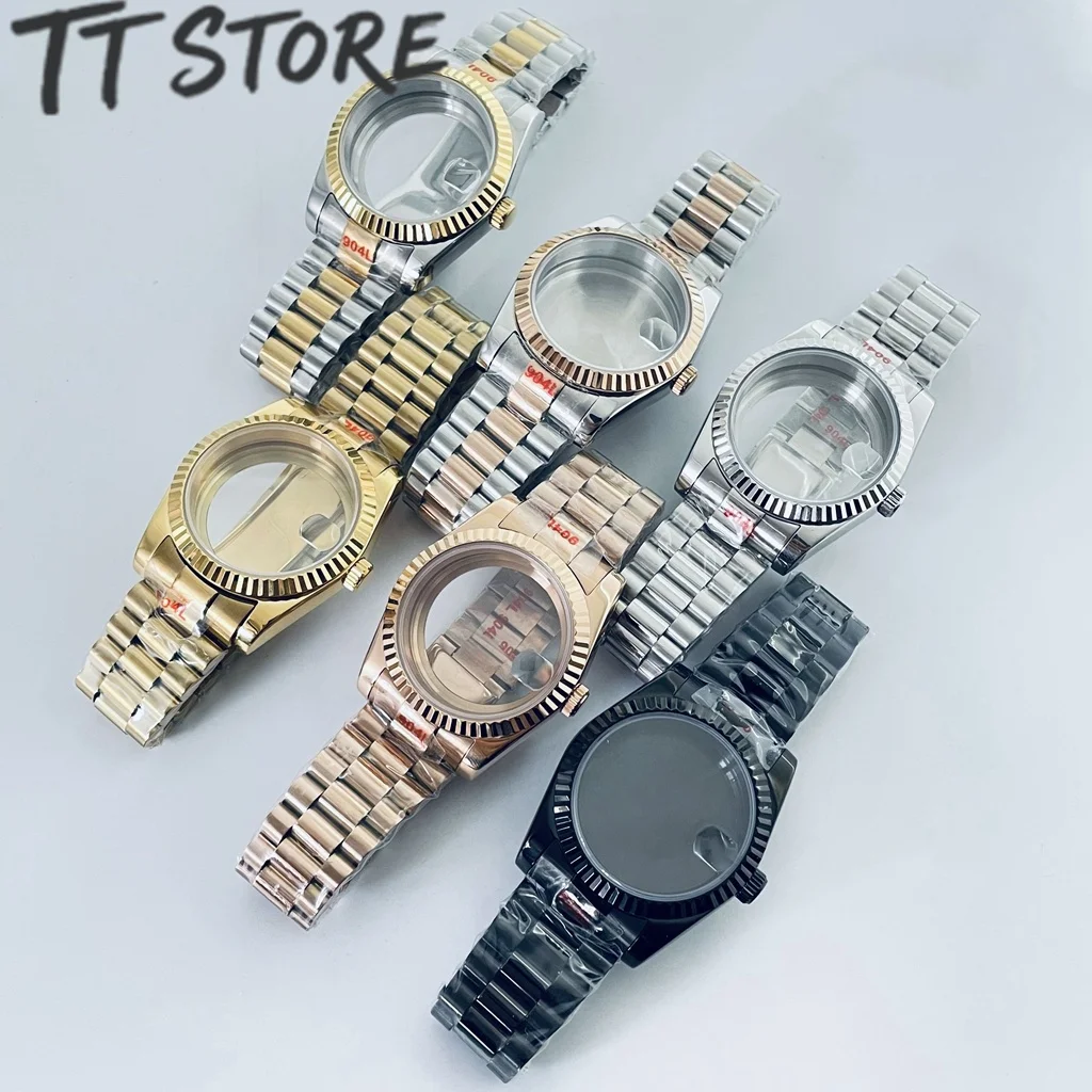 

Presidential Bracelet Watch Case 36mm/40mm with Sapphire Glass Crystal Compatible with NH34 NH35 NH36 NH70 NH72 ETA 2824 PT5000