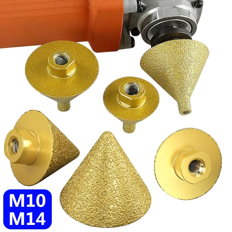 

38/50mm Bit Hole Drill Reaming Cone Carve Polish Grinding Wheel For Porcelain Tiles Marble M10/M14 Diamond Chamfer Router Bits
