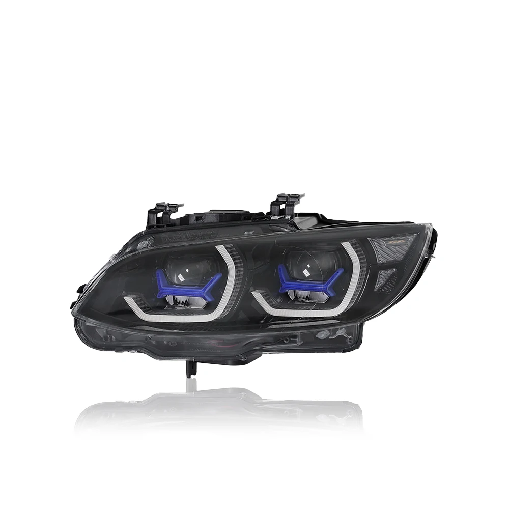 LED Headlight Assembly for BMW 3 Series E92 2007-2010 Projector Lens Blinking Turn Signal Light Dual-color DRL Plug and Play