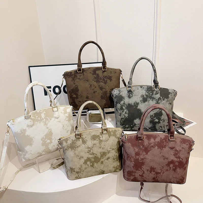 

2025 New Fashionable Western Style Dyeing Handheld Tote Bag Simple Commuter Large Capacity Single Shoulder Crossbody Bag