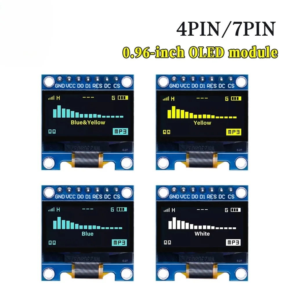 

4pin/7pin 0.96" White/Blue/Yellow blue 0.96 inch OLED 128X64 OLED Display Module 0.96" IIC I2C Communicate for arduino