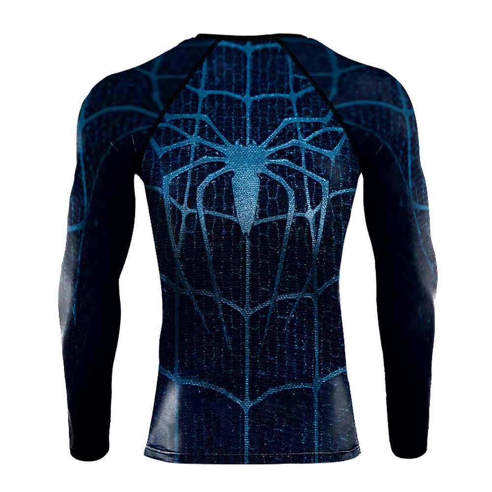 MINISO Cosplay Costumes Tops for Men Clothing Zentai Spider Printing Tees Long Sleeve Fitness Workout Shirt Compression Tops