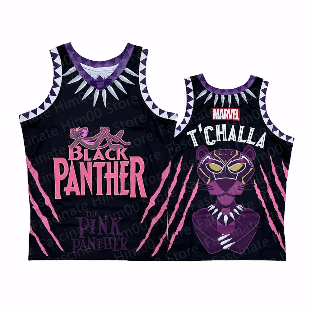 New Arrival Pink Panther X Marvel Black Panther Tank Top Tee Boys/Men Cosplay Tank Top Tee Women/Girls Street Fashion Tank Top