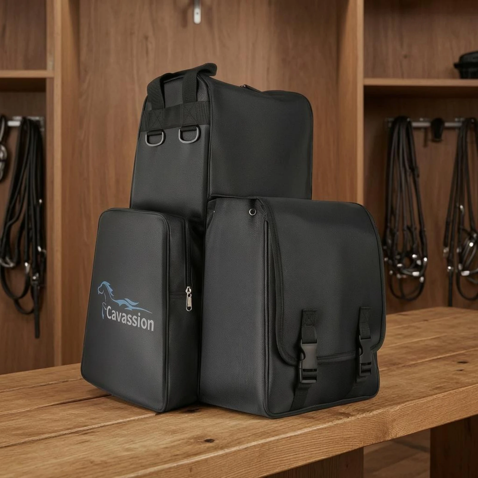 Kép 5: Lovas fogas Olvasottság Sokrétű pockets Lovas tárolására Olvasottság zippered multi-compartment számára Lovas, Lóistalló