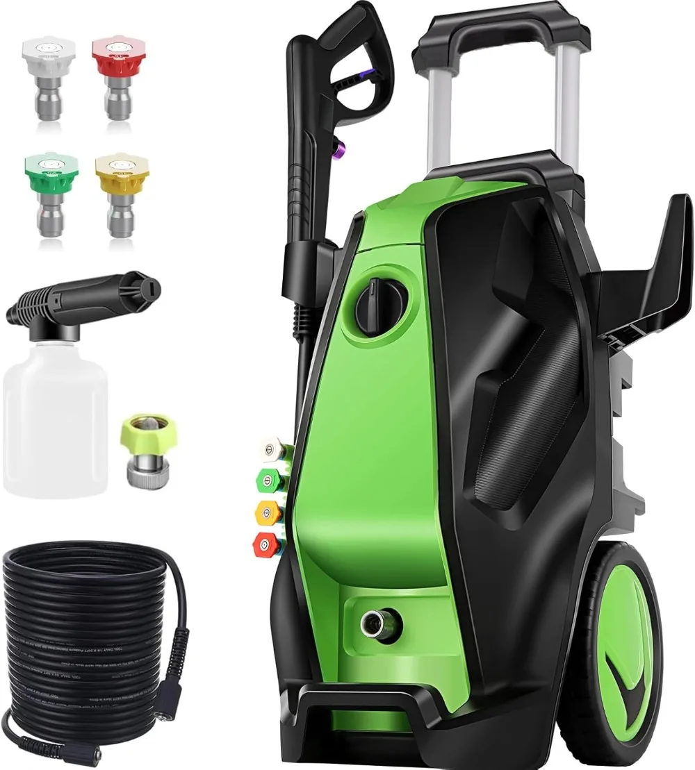 

5000PSI 4.0GPM Heavy Duty Power Washer with 33 FT Extension Hose,4 Quick Connect Nozzles and Foam Cannon for Home Cleaning,Green