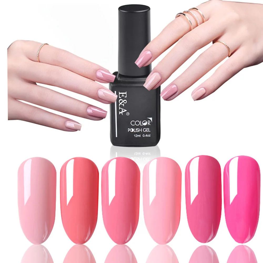 12ML/Pcs Gel Nail Polish 60 Semi-Permanent Colors Soak Off UV LED Lamp With No Wipe Clear Top Gel for Long Lasting Shine
