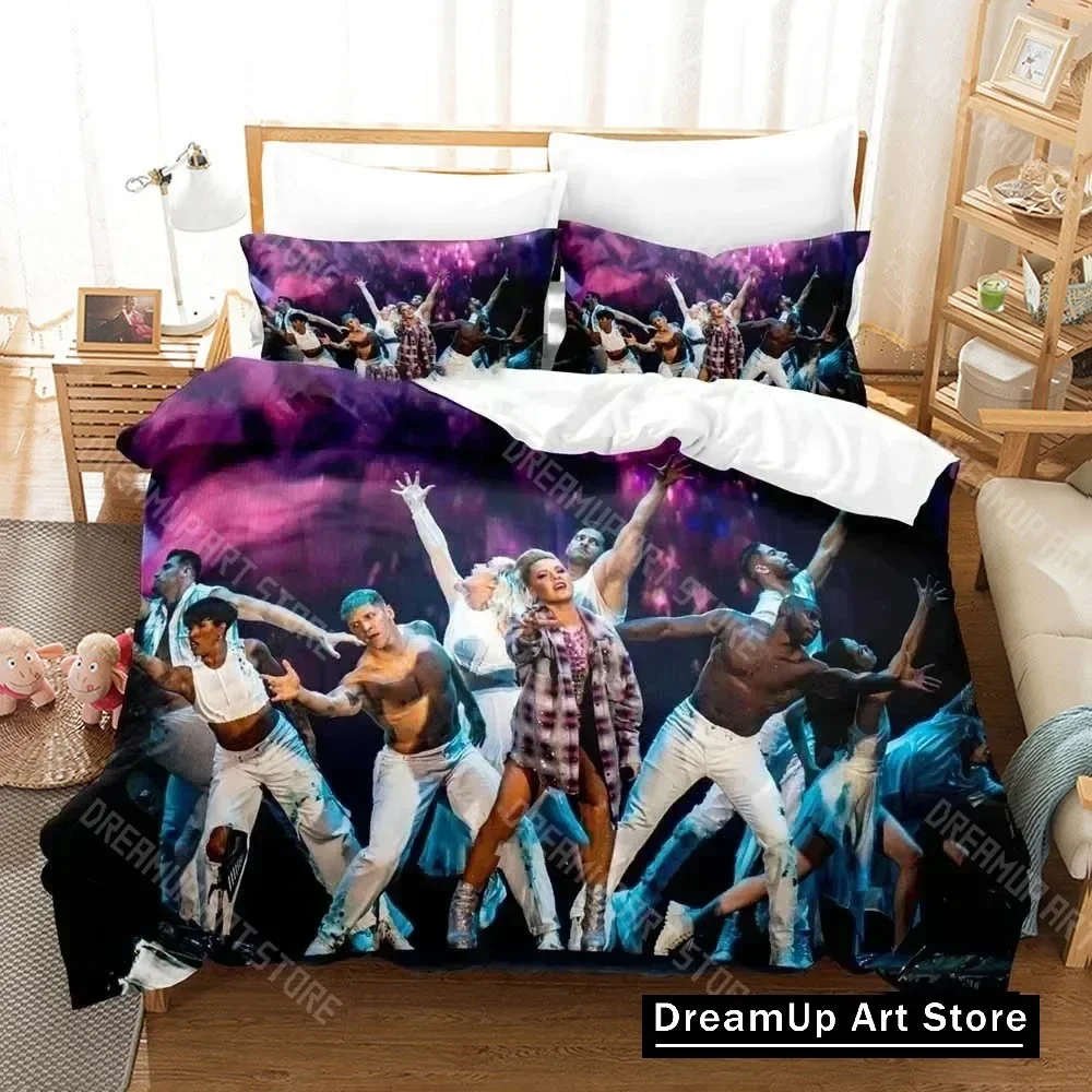 Personality Hip Hop Pink Singer Tour Bedding Set Duvet Cover Bed Set Quilt Cover Pillowcase Comforter king Queen Size Boys Adult