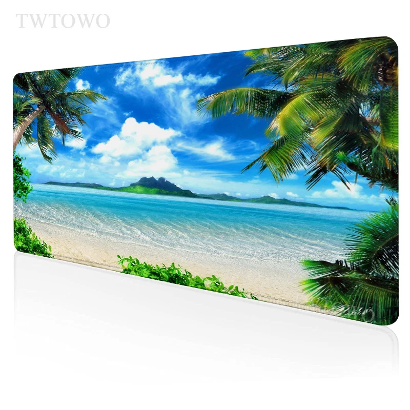 Tropikal Plaj Palmiye Mouse Pad Oyun XL Büyük Bilgisayar Mousepad XXL Doğal Kauçuk Yumuşak Halı Bilgisayar Fare Mat Fareler Pad