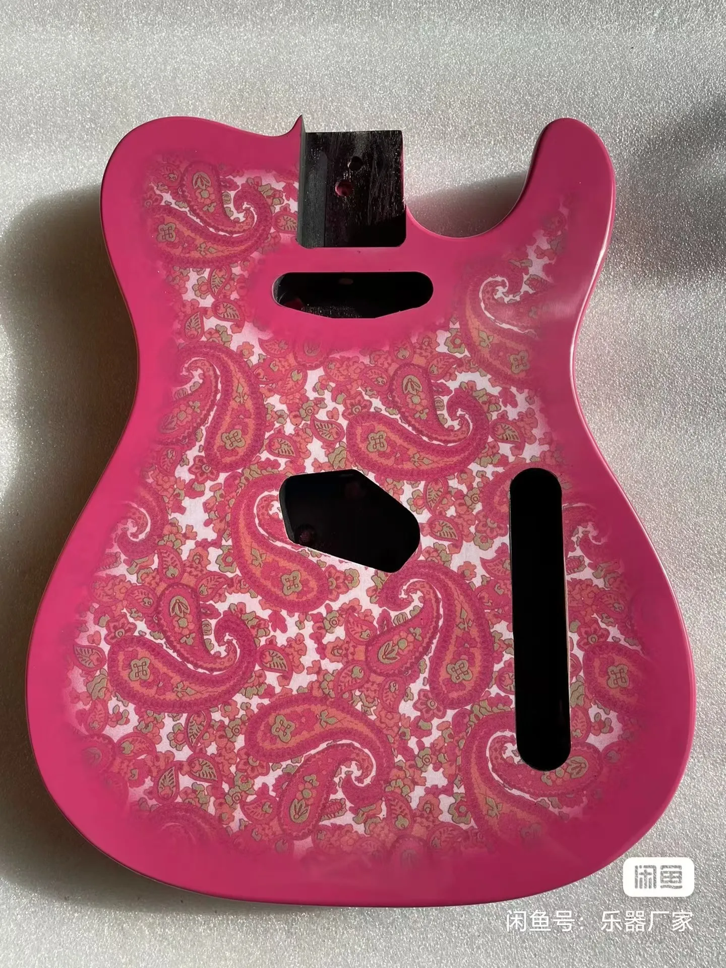 Pink amoeba electric guitar body, mahogany