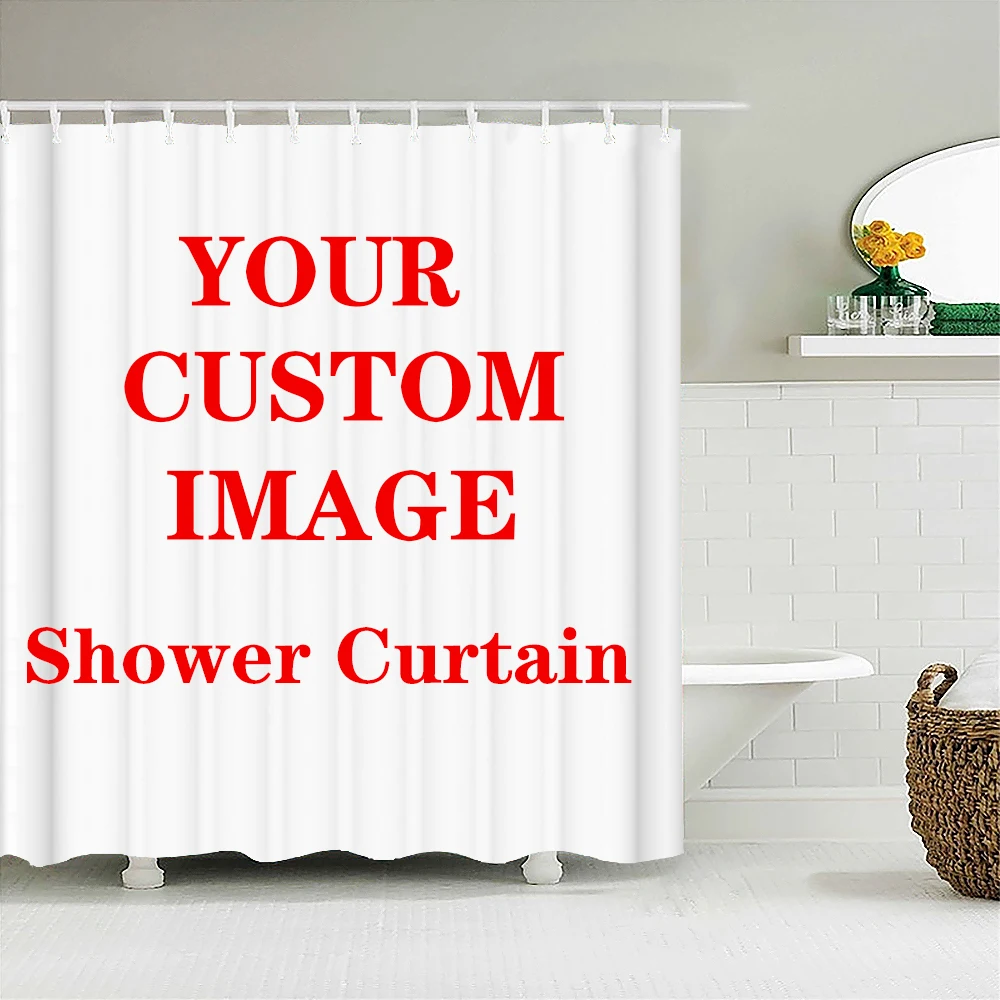 Custom Shower Curtain Bathroom Waterproof Curtains 3D Printing Customized Photo Polyester Bath Decor With Hooks for Dropshipping