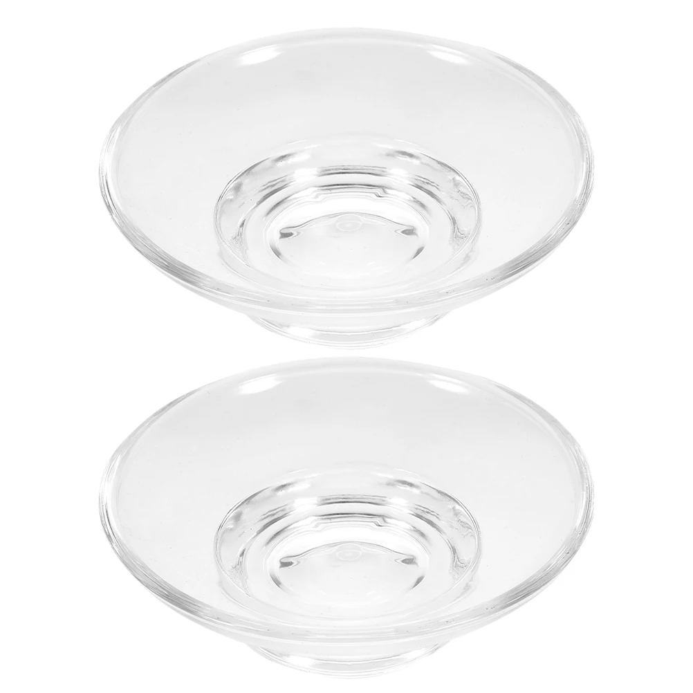 

2Pcs Clear Glass Soap Dish for Bathroom Sink Round Tray Holder Non-Slip Base Lightweight Small Soap Container for Home