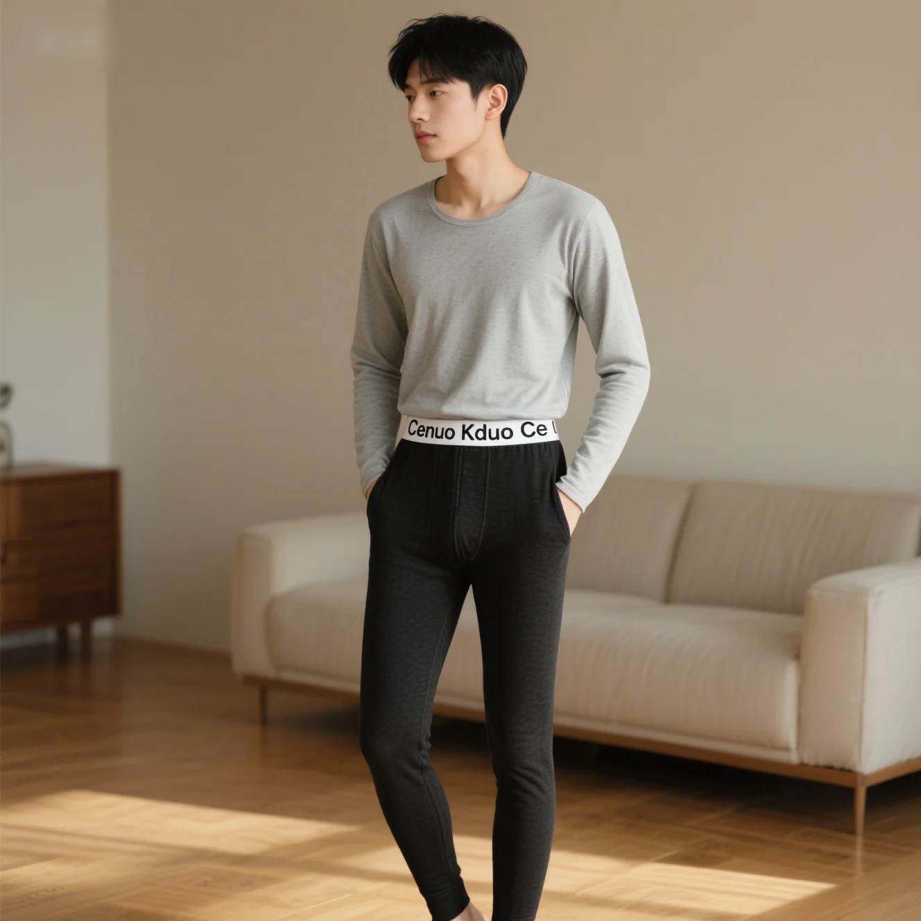

2025 New Men's Warm Pants Men's Tight Winter Letter Waist Fashion Warm Long Underwear Warm Underwear Men's Spring and Autumn