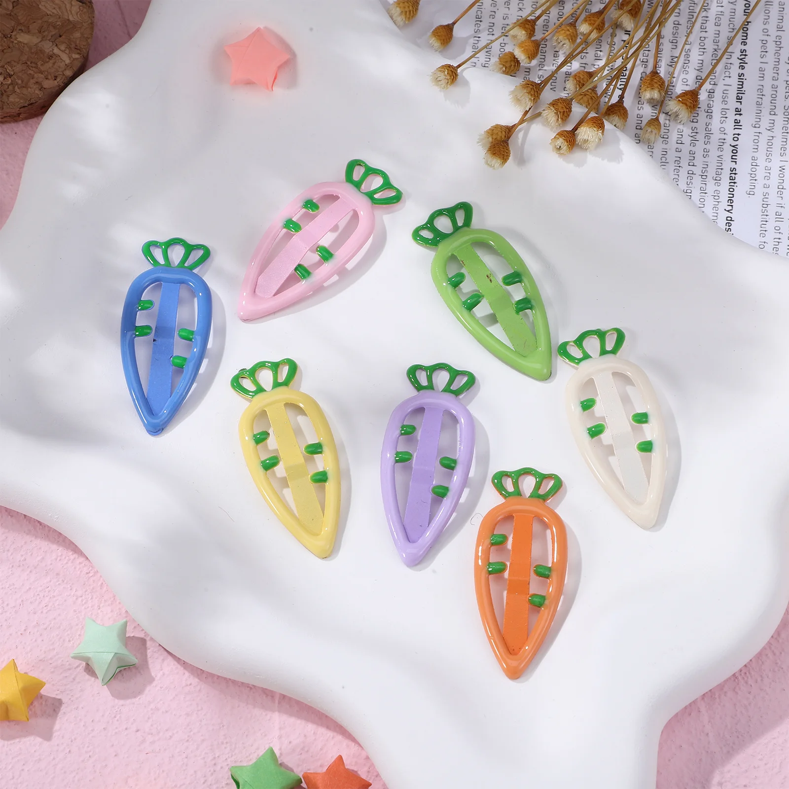 21 fermagli per capelli a forma di carota, mollette con design a frutta carina per ragazze, fermagli per capelli per bambini alla moda color caramello con forte impugnatura