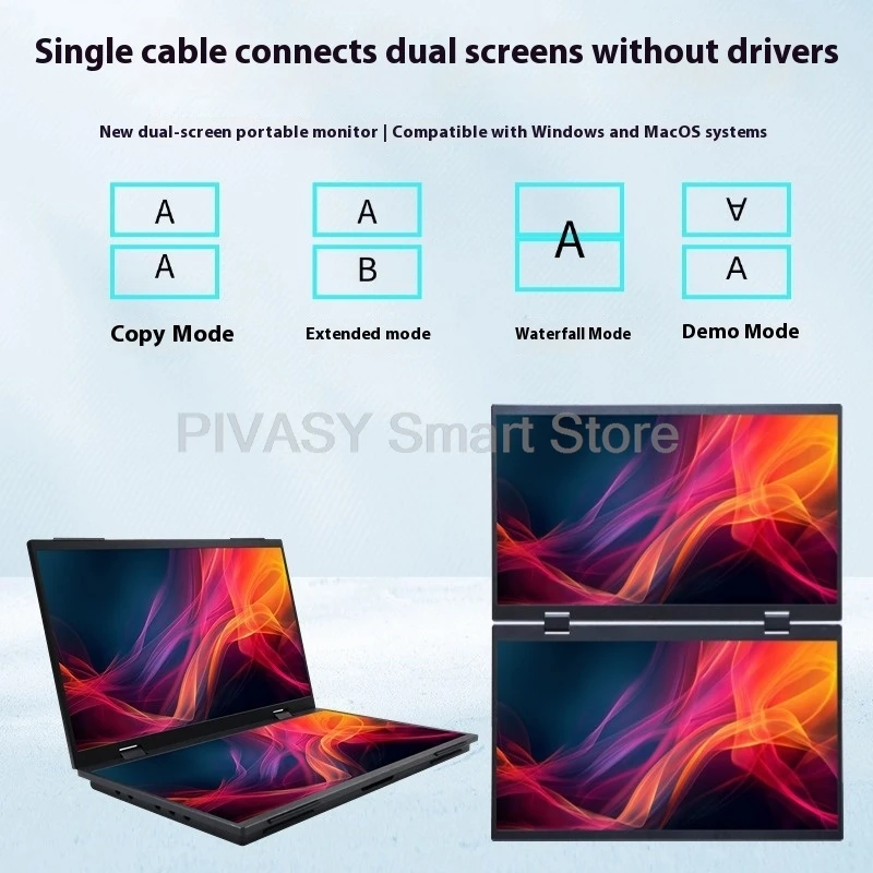 شاشة مزدوجة محمولة مقاس 18.5 بوصة مطوية IPS 1920*1080 Type-C HDMI 60 هرتز لتجارة مخزون الألعاب شاشة خارجية فعالة