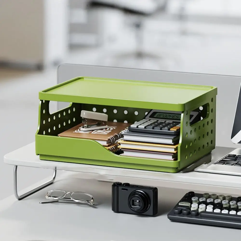 توفير المساحة الدوبامين سلات تخزين قابلة للطي البلاستيك لوحة مثقوبة صندوق تخزين عدم الانزلاق مع مقابض سطح المكتب رف الكتب المنزل