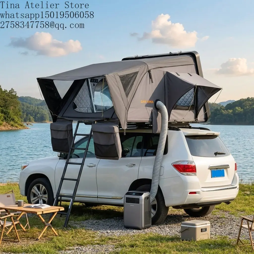 Hard Shell Roof Top Tent with Built-in AC Duct & Digital Panel, Waterproof Car Camping Tent for SUV Truck, SAN HIMA Style