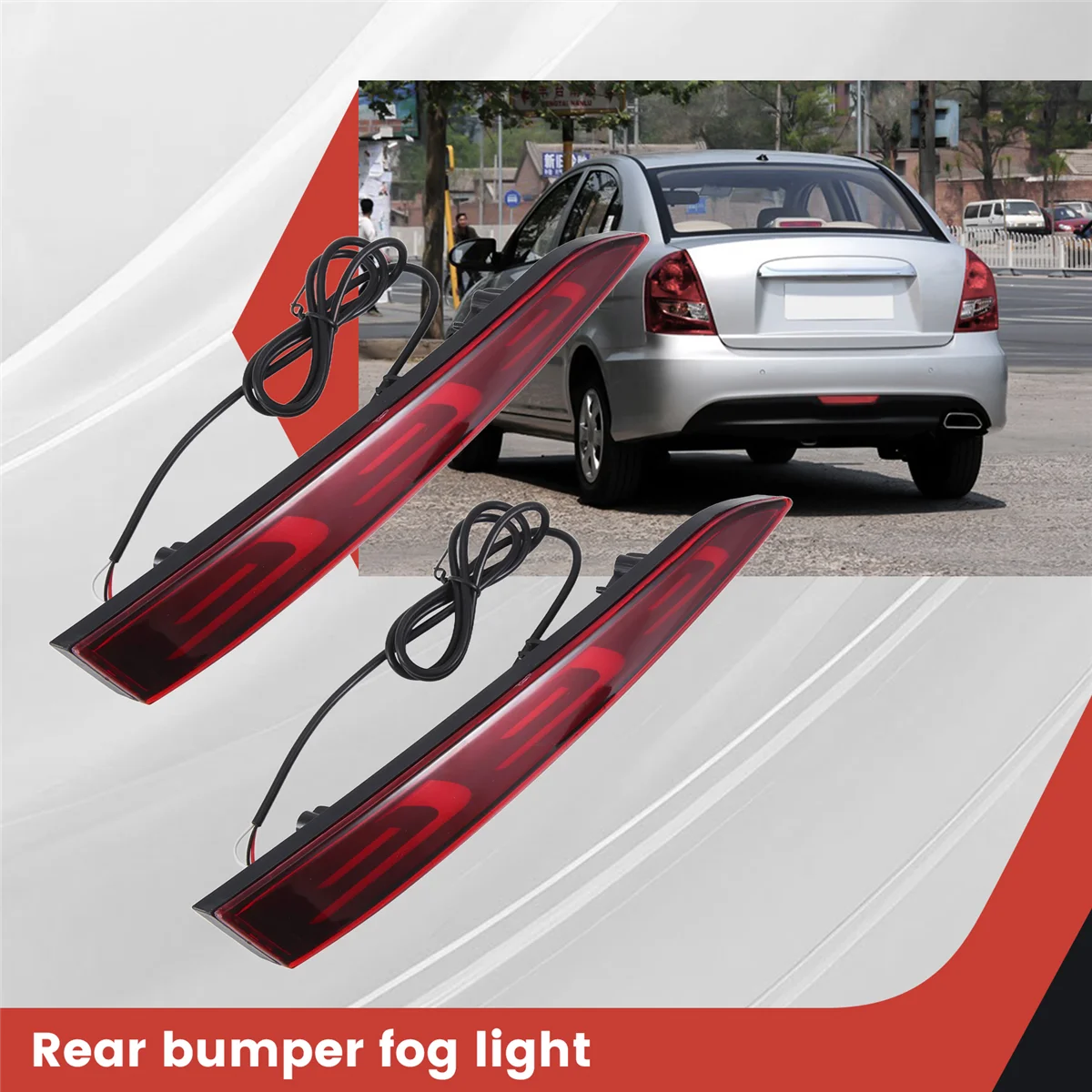 

for Hyundai Accent 2017-2019 LED Rear Bumper Reflector Brake Light Fog Light Lamp Indicator Lights TaillightsJAS