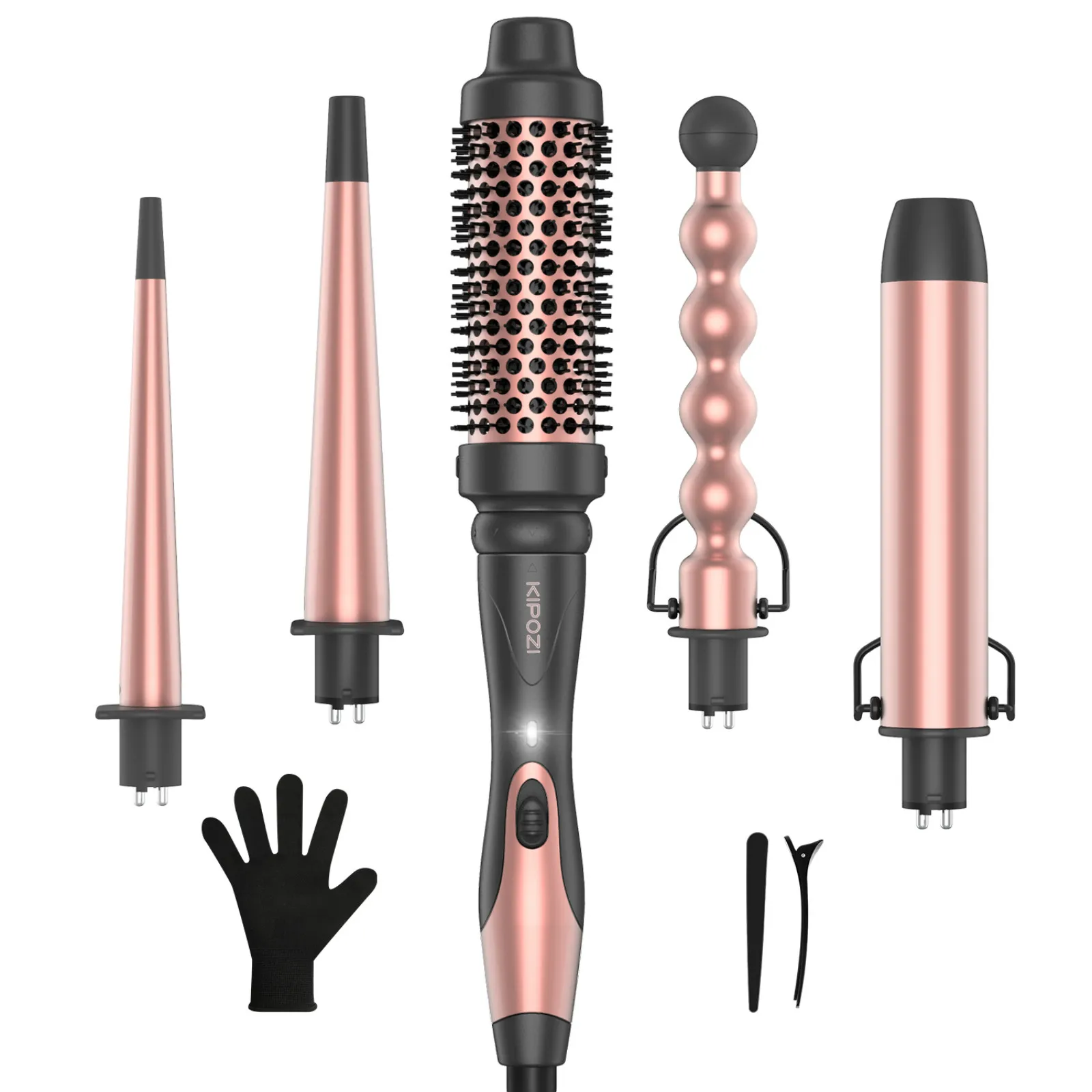 KIPOZI Professional Curling Iron 5-in-1 Hair Tools Instant Heating Electric Curling Iron Hot Air Brush Ceramic Barrels for Woman