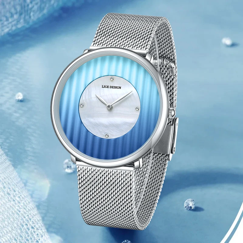 LUIK Elegante Mode Quartz Vrouw Horloge Luxe Horloge Mesh Band Waterdichte Dames Jurk Vrouwelijke Horloges voor Vrouwen Klokken Nieuw