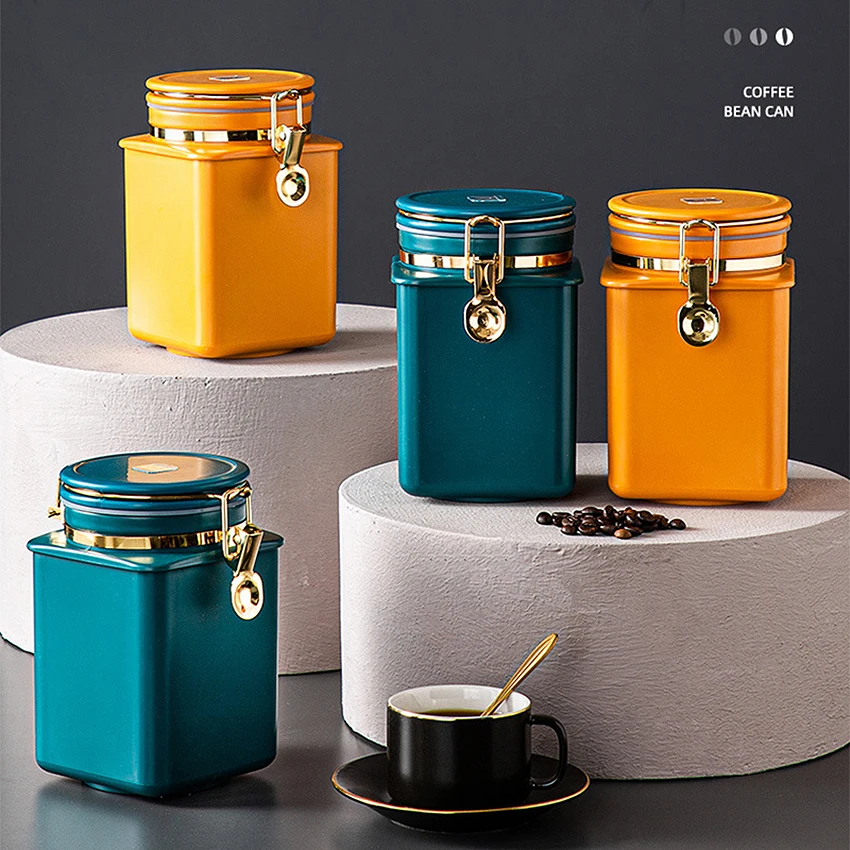 

Sealed Coffee Bean Jar with Lid One-way Exhaust Valve Food Storage Containers Tea Snack Candy Jars Preservation Cereal Rice Tank